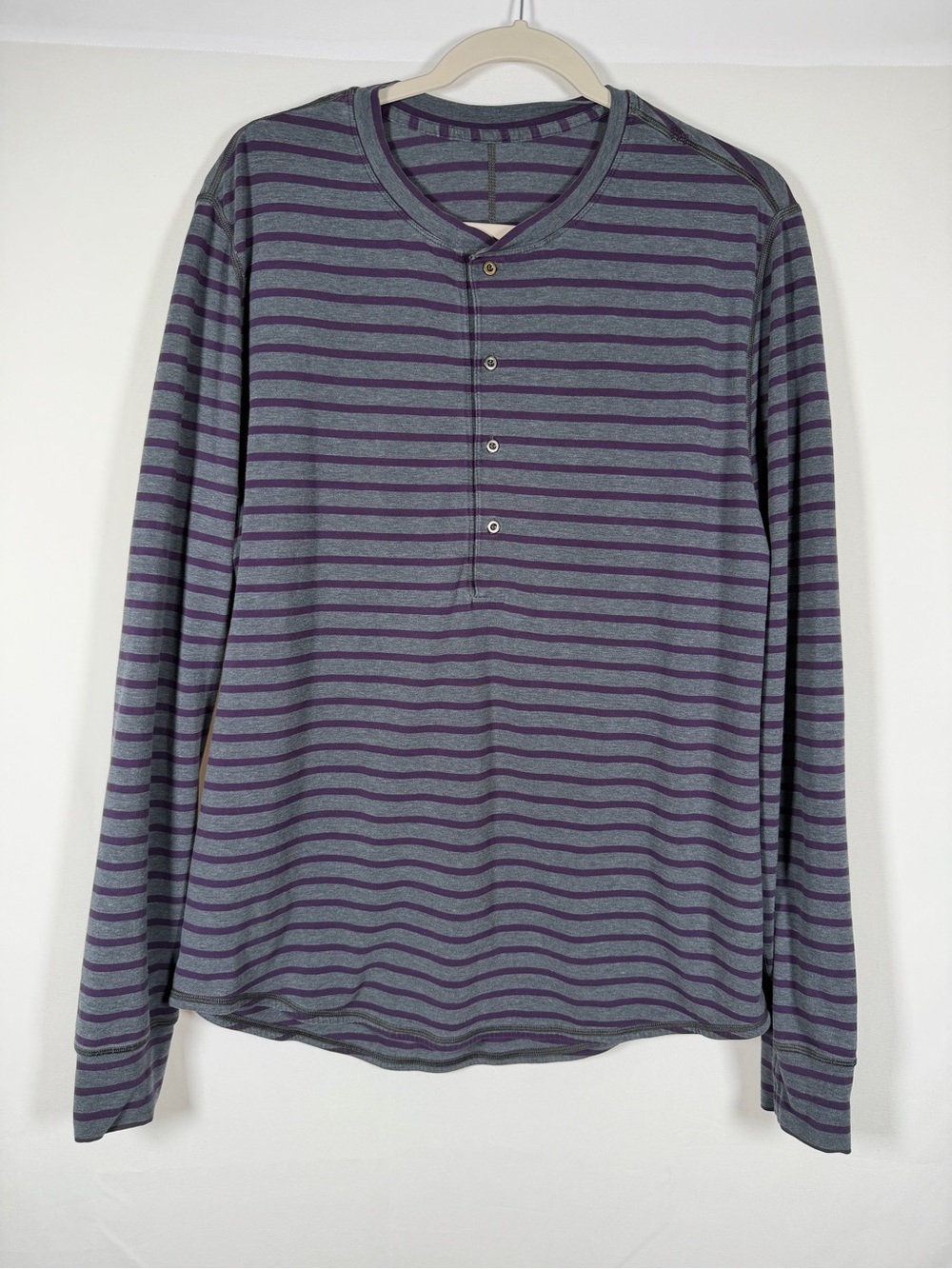 lululemon Long Sleeve Henley in Gray & Purple Stripe